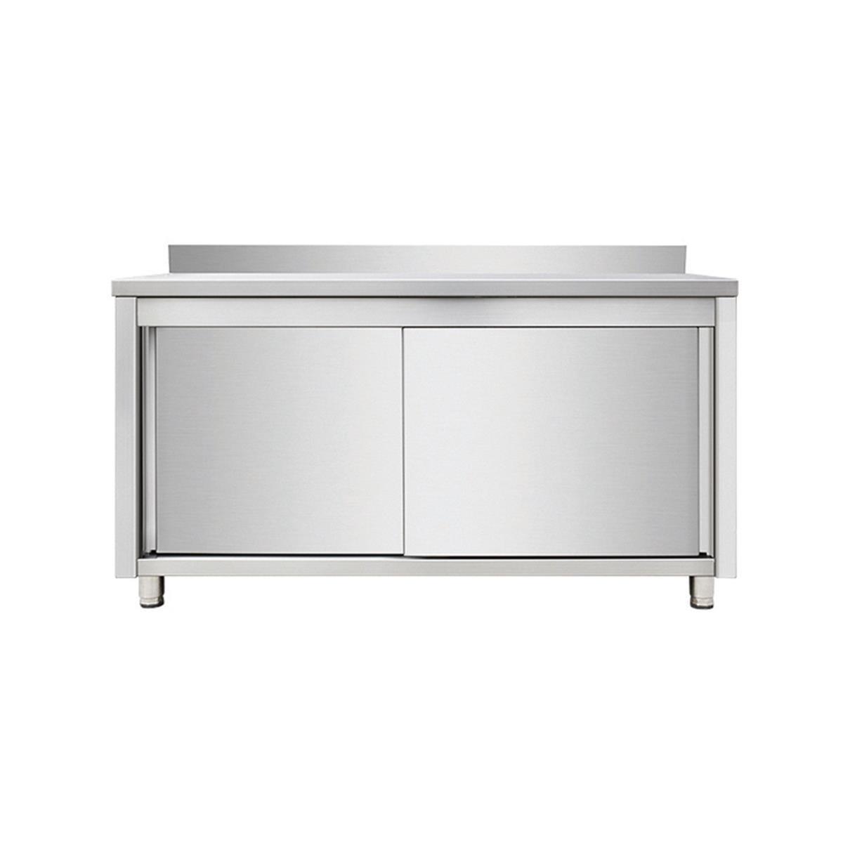 Arbeitsschrank mit Aufkantung und Schiebetüren, Tiefe 600mm