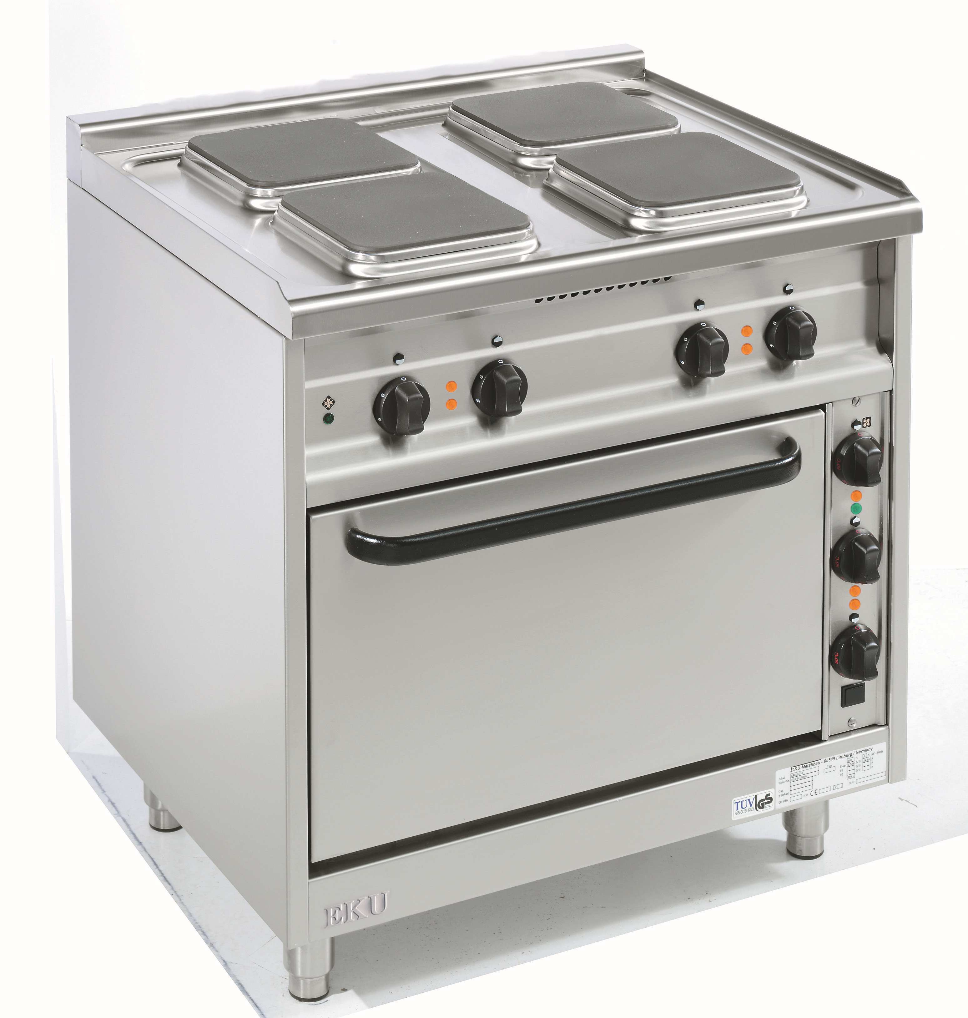 Elektroherd mit quadratischen Kochplatten 2–4 Felder & Backofen Gastro