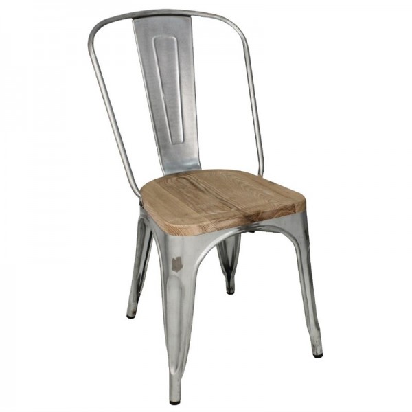 Bolero Bistro Stühle aus verzinktem Stahl mit Holzsitz 4 Stück